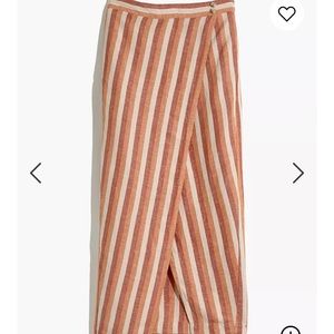 Madewell Pull-On Wrap Midi Skirt in Stripe